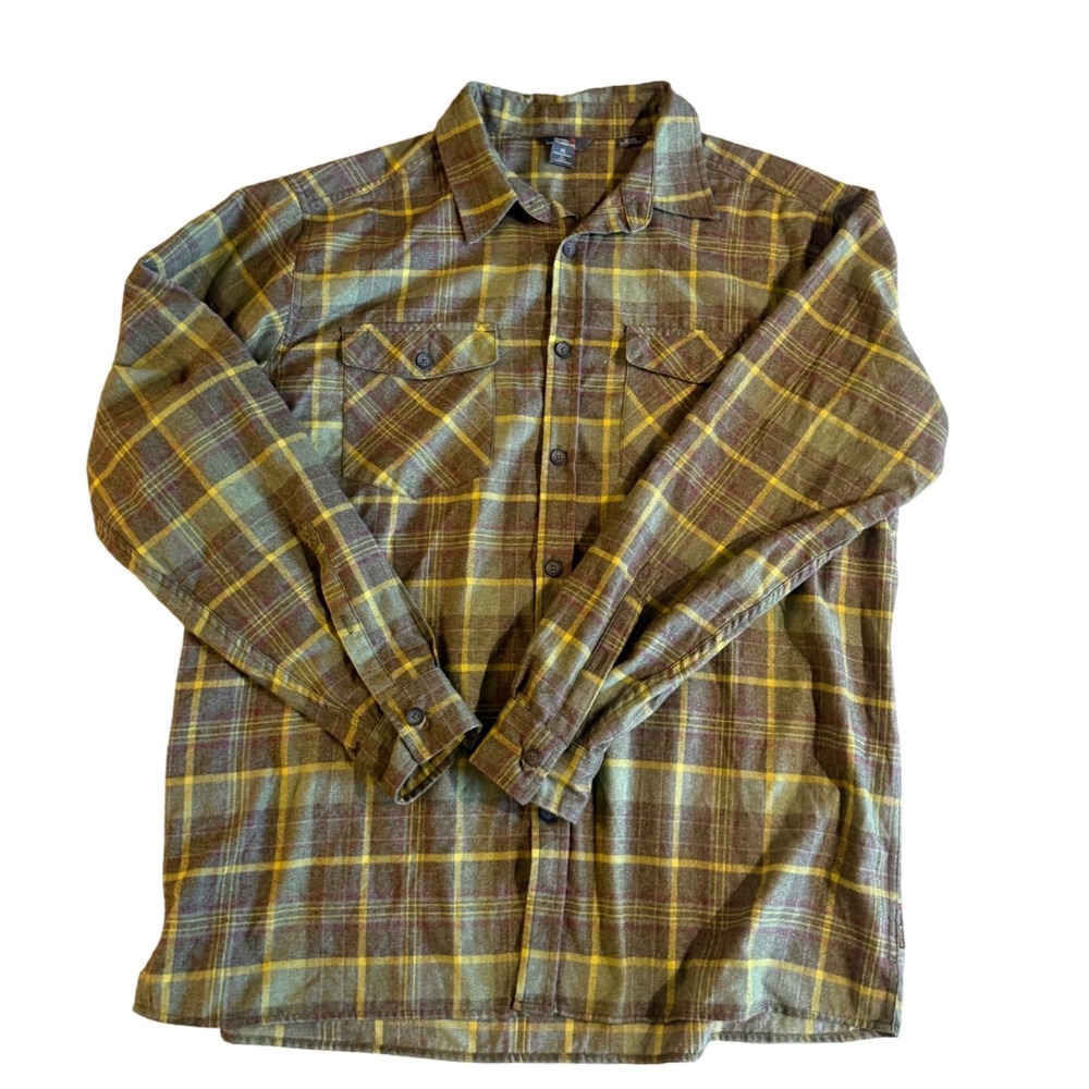 Royal Robbins XL Plaid Button Down Shirt Olive Green Contemporary Fit ROYCL-S04